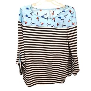 New bird/ striped blouse
